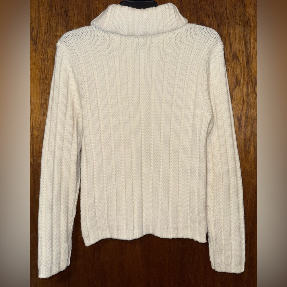 Aeropostale Sweater White & Silver Sparkle Size Medium Chunky Turtleneck Holiday